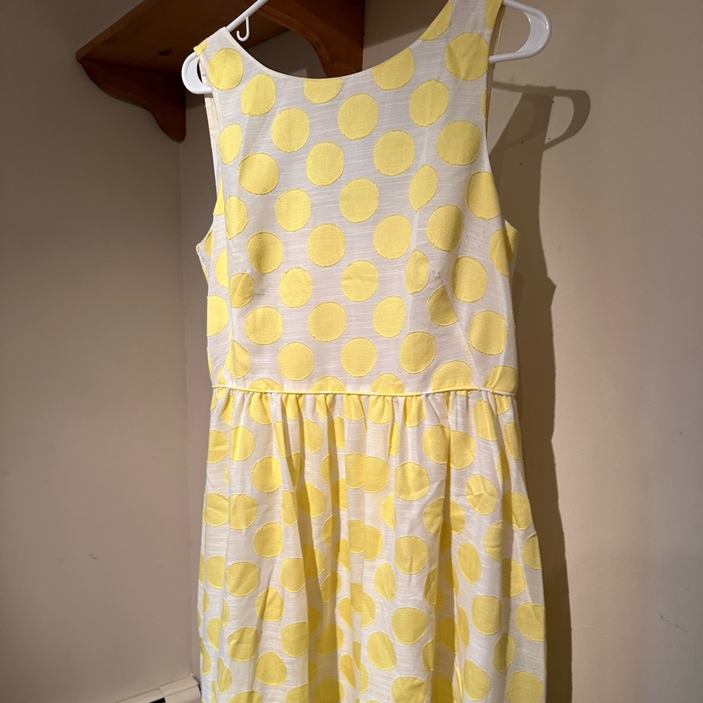 LOFT Yellow and White Polka Dot Sleeveless Sundress